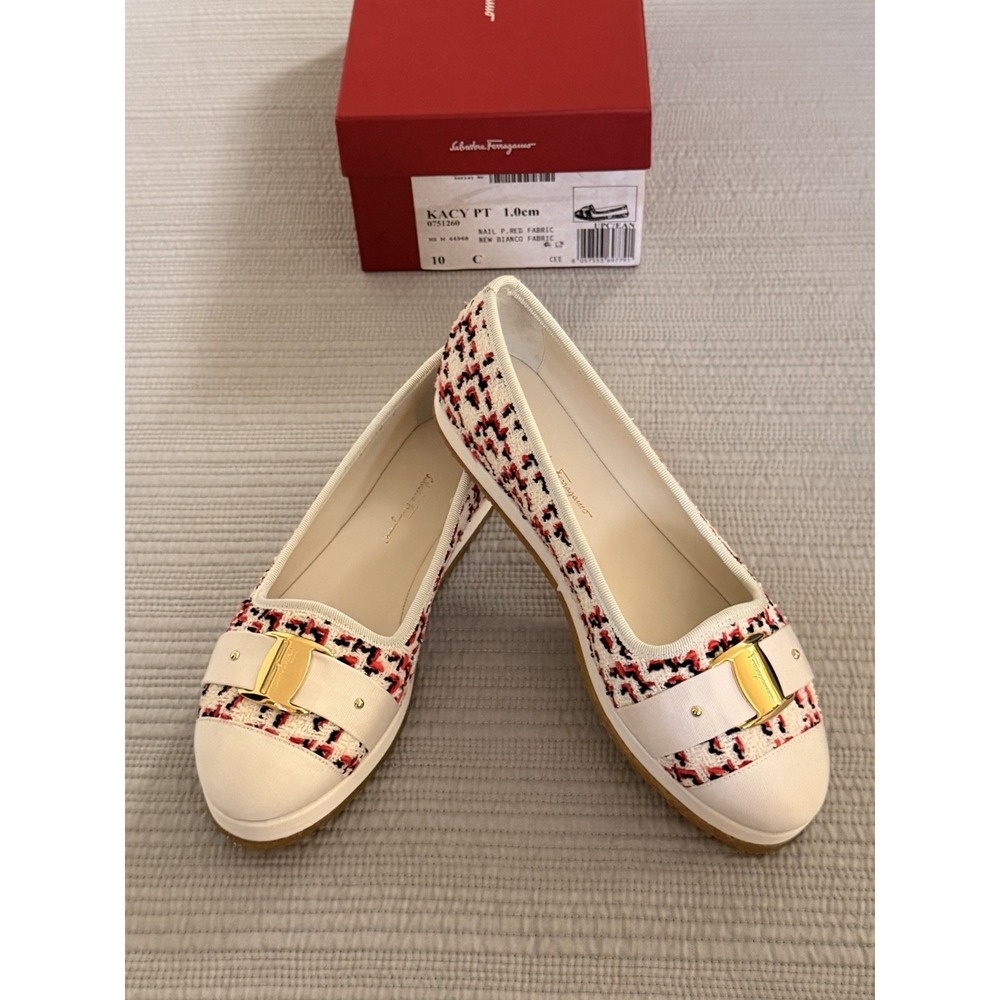 Women's Salvatore Ferragamo Kacy Woven Espadrilles Ballet Flats Size 10